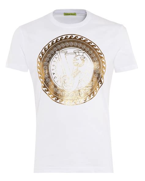 versace t shirt weiß gold|versace men's t shirts.